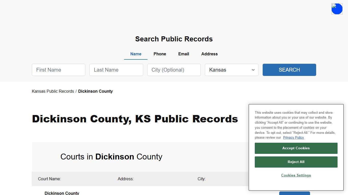 Dickinson County, KS Public Court, Arrest and Inmate Records - ThePublicIndex